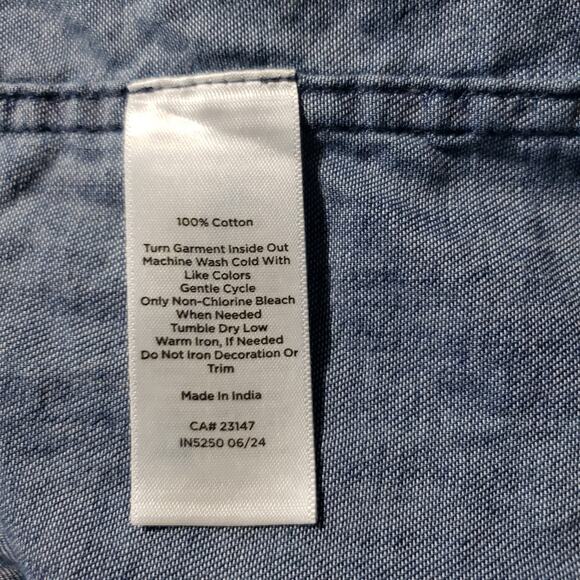 Talbots Button-up Denim Shirt Women's PL Blue Rhinestone Embellished Long Sleeve - Picture 6 of 8